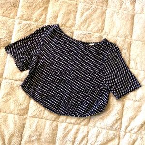 Navy H&M Polka-Dotted Crop Top